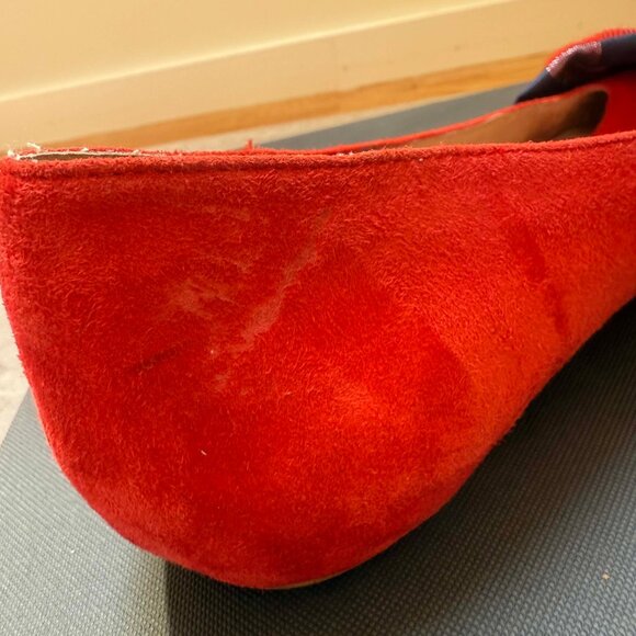 Anthropologie Knotted Bow Flats – Red Suede with Plaid Detail - Picture 11 of 16
